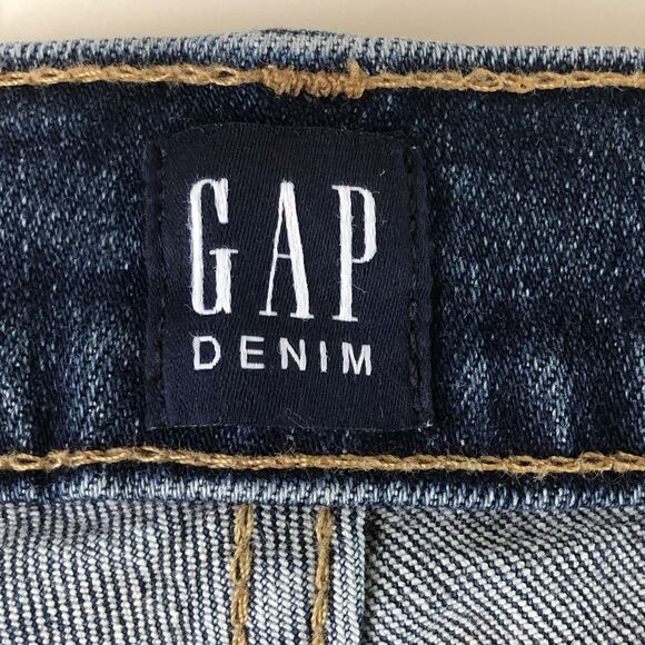 GAP Denim Women’s Cheeky Straight Jeans Medium Indigo Blue Raw Hem Tag Size 2/26 - Picture 3 of 16